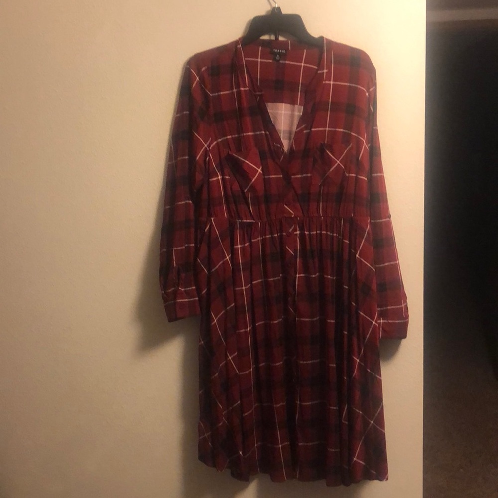 Button down plaid dress.